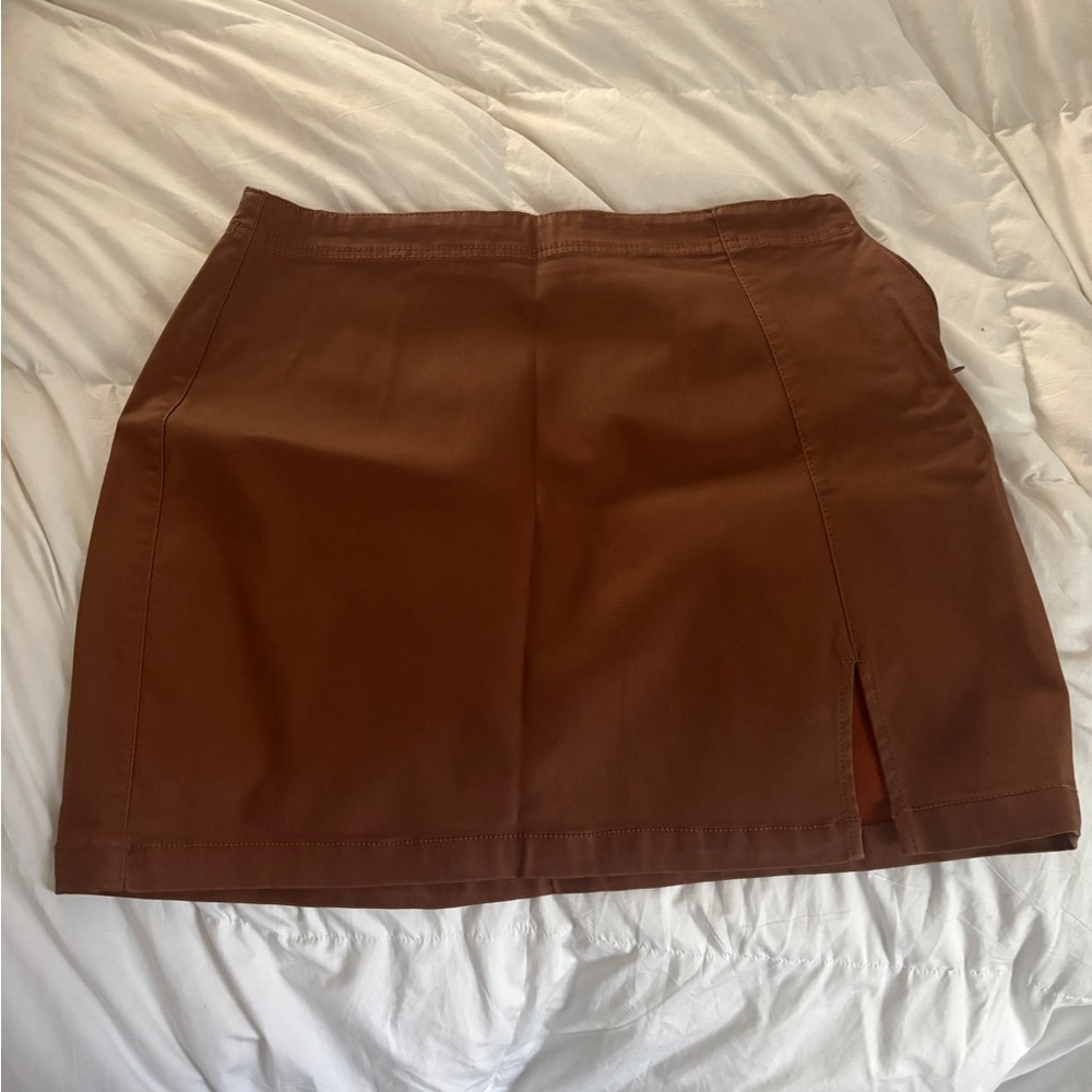 Brown faux leather Women's Skirt